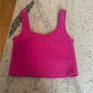 Vibrant Pink Ribbed Crop Top